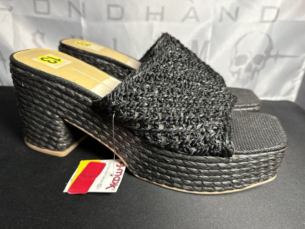 Dolce Vita Lisa Black Woven Slip On Heeled Sandals Women’s 13M NWT